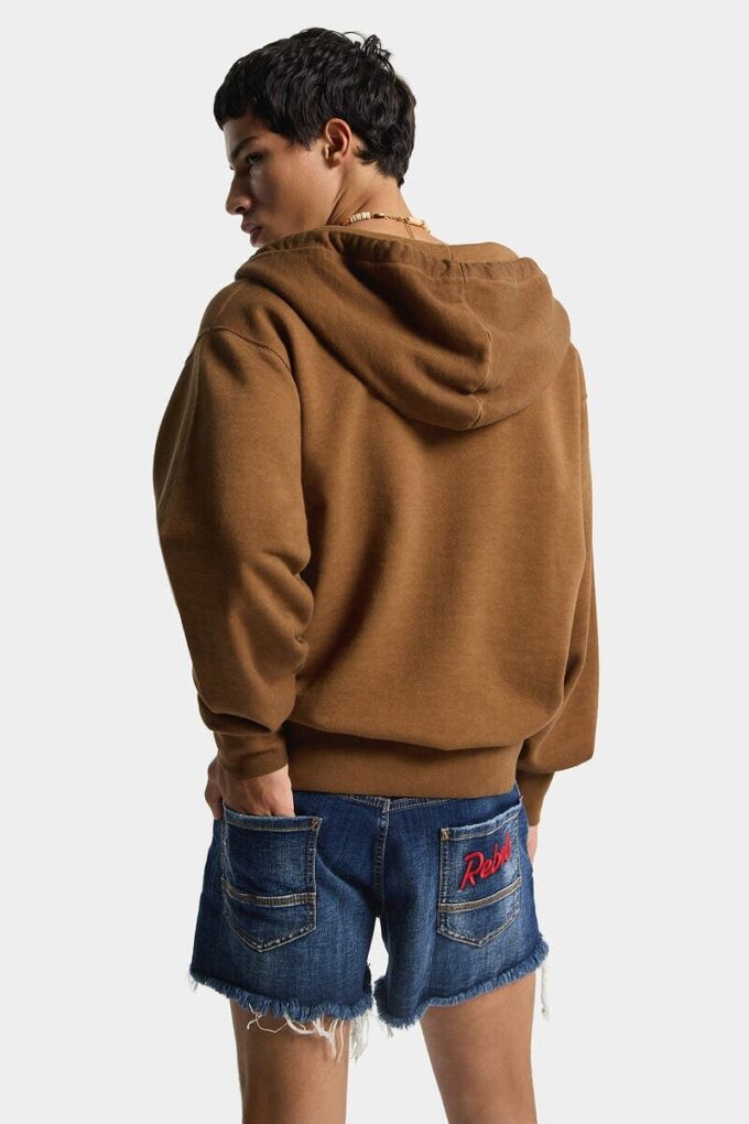 Vintage geverfde hoodie met lange, slanke pasvorm
