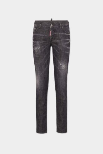 Zwarte, gemakkelijk te wassen Jennifer-Jeans met middelhoge taille