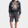 Zwarte marineblauwe korte broek met mistwas Zwarte marineblauwe korte broek met mistwas