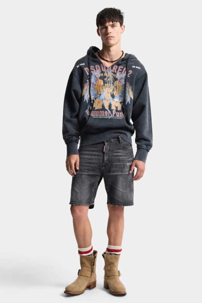 Zwarte marineblauwe korte broek met mistwas Zwarte marineblauwe korte broek met mistwas